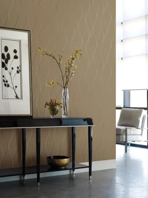 Antonina Vella Dazzling Dimensions Wavy Stripe Wallpaper - Dark Gold