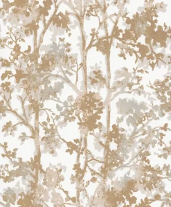 Antonina Vella Modern Metals Shimmering Foliage Wallpaper - White & Gold