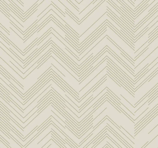 Antonina Vella Modern Metals Polished Chevron Wallpaper - Cream & Gold