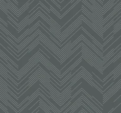 Antonina Vella Modern Metals Polished Chevron Wallpaper - Charcoal & Silver