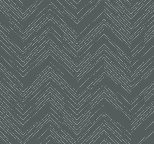Antonina Vella Modern Metals Polished Chevron Wallpaper - Charcoal & Silver
