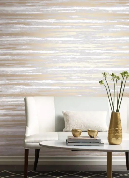 Antonina Vella Modern Metals Atmosphere Wallpaper - Grey & Gold