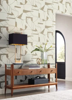 Antonina Vella Modern Metals Abstract Geo Wallpaper - Cream & Gold
