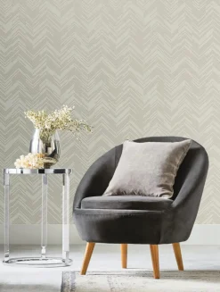 Antonina Vella Modern Metals Polished Chevron Wallpaper - Cream & Gold