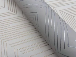 Antonina Vella Modern Metals Polished Chevron Wallpaper - Cream & Gold