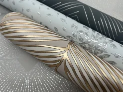 Antonina Vella Modern Metals Polished Chevron Wallpaper - Charcoal & Silver