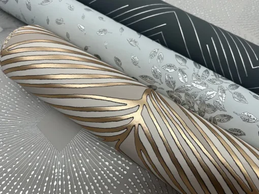 Antonina Vella Modern Metals Polished Chevron Wallpaper - Charcoal & Silver