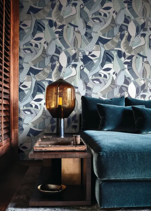 Artistic Abstracts Fauvist Flock Wallpaper - Blue