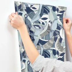 Artistic Abstracts Fauvist Flock Wallpaper - Blue