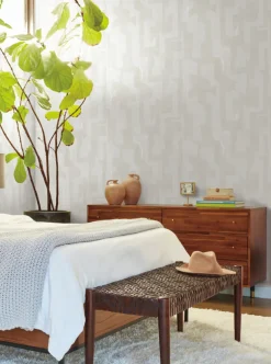 Artistic Abstracts Modern Tribal Wallpaper - White