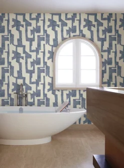 Artistic Abstracts Modern Tribal Wallpaper - Blue