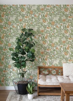 A-Street Prints Botanica Kort Fruit & Floral Wallpaper - Green