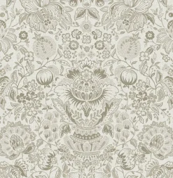 A-Street Prints Haberdashery Blanche Floral Damask Wallpaper - Neutral