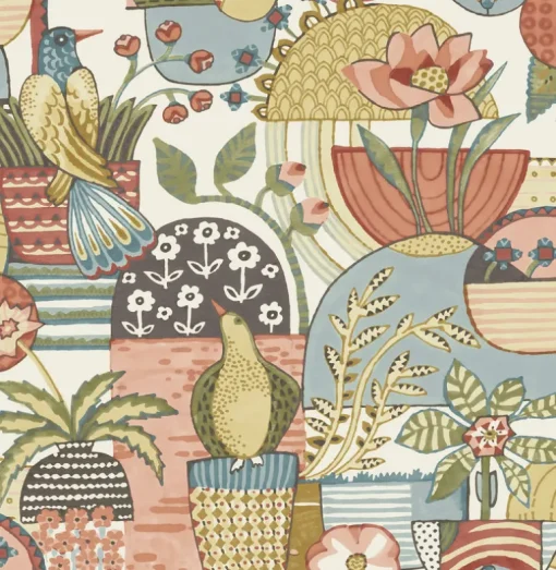 A-Street Prints Hannah Fika Blissful Birds & Blooms Wallpaper - Mustard