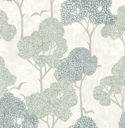 A-Street Prints Hannah Lykke Textured Tree Wallpaper - Green