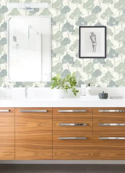 A-Street Prints Hannah Lykke Textured Tree Wallpaper - Green