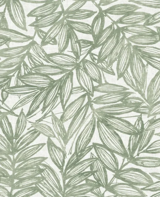 A-Street Prints Harmony Rhythmic Leaf Wallpaper - Sage