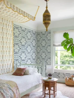 A-Street Prints Harmony Solola Ikat Wallpaper - Blue