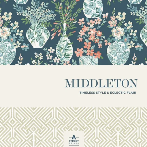 A-Street Prints Middleton Vita Wallpaper - Blue
