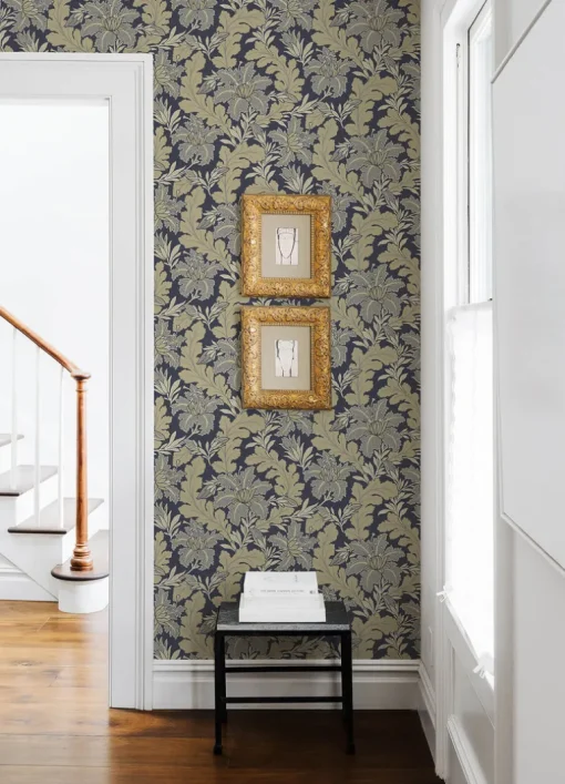 A-Street Prints Revival Butterfield Floral Wallpaper - Navy