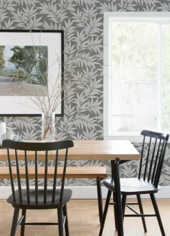 A-Street Prints Revival Morris Leaf Wallpaper - Dark Grey