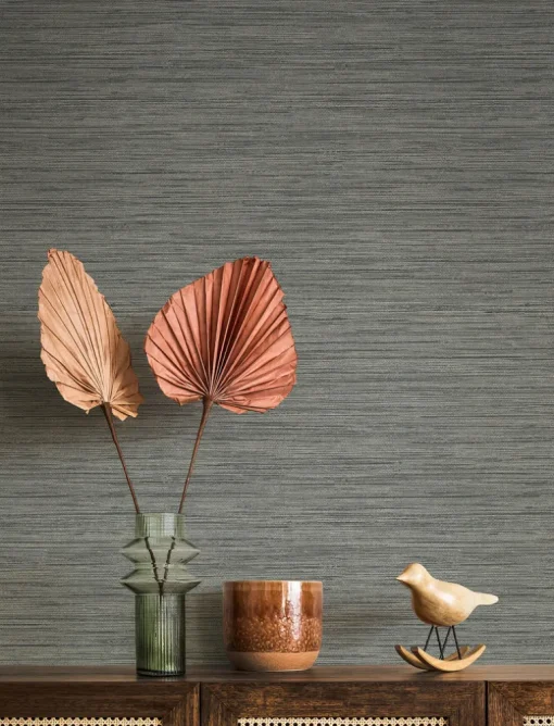 A-Street Prints Solace Sheehan Faux Grasscloth Wallpaper - Stone