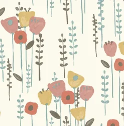 A-Street Prints Whimsy Mabel Floral Wallpaper - Coral