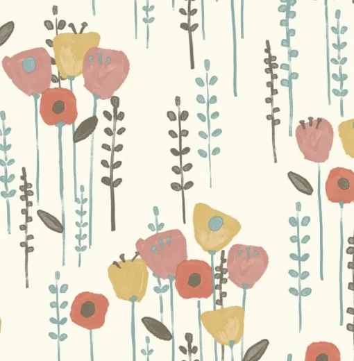 A-Street Prints Whimsy Mabel Floral Wallpaper - Coral