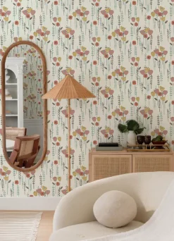 A-Street Prints Whimsy Mabel Floral Wallpaper - Coral