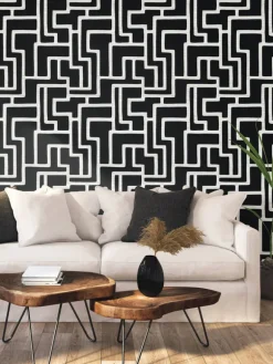 Black & White Resource Library Graphic Polyomino Wallpaper - Black & White