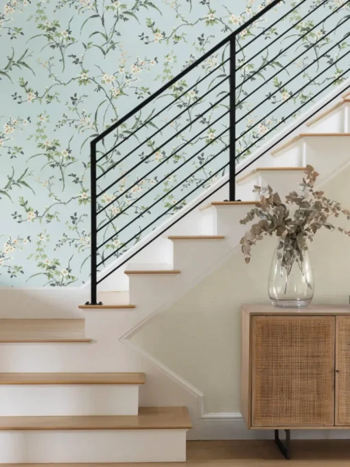 Blooms Second Edition Blossom Branches Wallpaper - Spa Blue