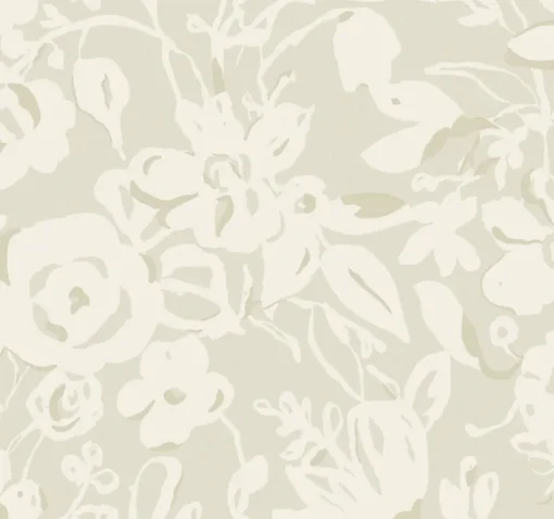 Blooms Second Edition Brushstroke Floral Wallpaper - Taupe