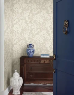 Blooms Second Edition Brushstroke Floral Wallpaper - Taupe