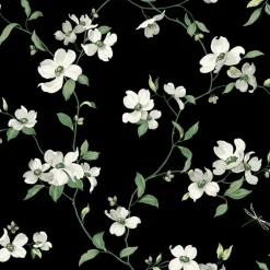 Blooms Second Edition Dogwood Wallpaper - Black