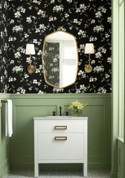 Blooms Second Edition Dogwood Wallpaper - Black