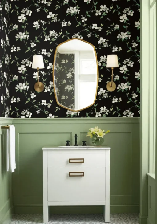 Blooms Second Edition Dogwood Wallpaper - Black