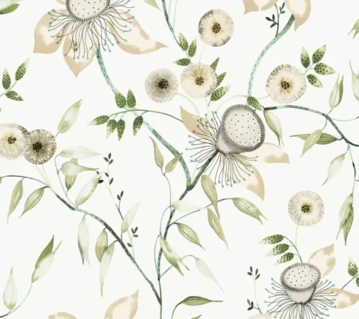 Blooms Second Edition Dream Blossom Wallpaper - White & Green