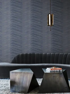 Candice Olson After 8 Glistening Chevron Wallpaper - Navy