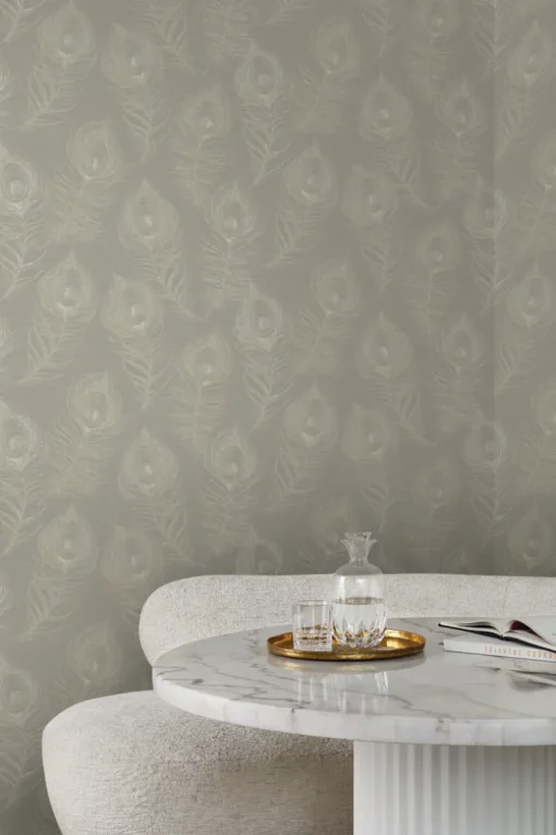 Candice Olson Casual Elegance Regal Peacock Wallpaper - Mink