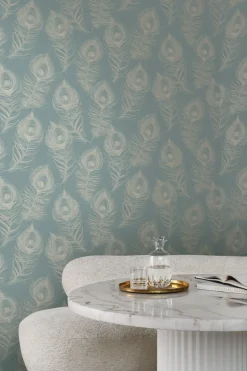 Candice Olson Casual Elegance Regal Peacock Wallpaper - Dark Teal
