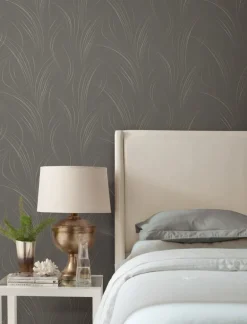 Candice Olson Casual Elegance Graceful Wisp Wallpaper - Charcoal