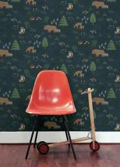 Chesapeake Fable Finola Bears Wallpaper - Dark Blue