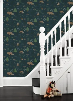 Chesapeake Fable Finola Bears Wallpaper - Dark Blue