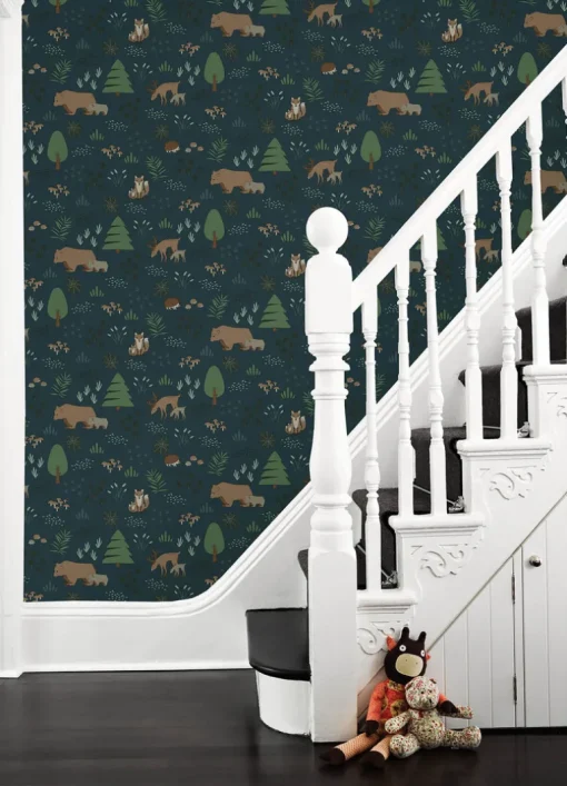 Chesapeake Fable Finola Bears Wallpaper - Dark Blue