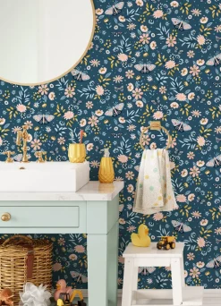 Chesapeake Fable Zev Butterfly Wallpaper - Blue