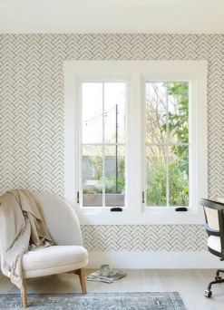 Chesapeake Kinfolk Oswin Herringbone Wallpaper - Black