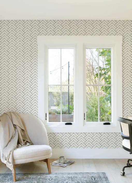 Chesapeake Kinfolk Oswin Herringbone Wallpaper - Black
