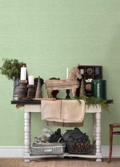 Chesapeake Thoreau Agave Faux Grasscloth Wallpaper - Green