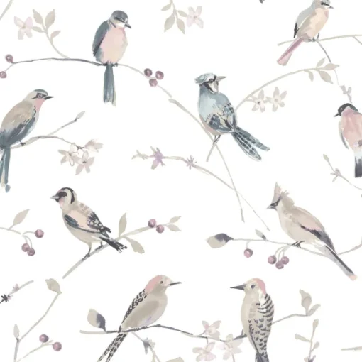 Chesapeake Thoreau Birdsong Wallpaper - Mauve