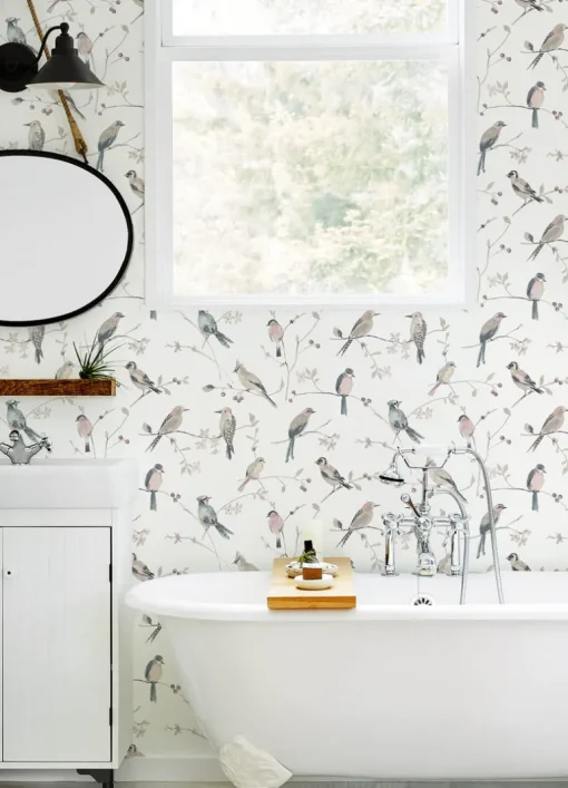 Chesapeake Thoreau Birdsong Wallpaper - Mauve
